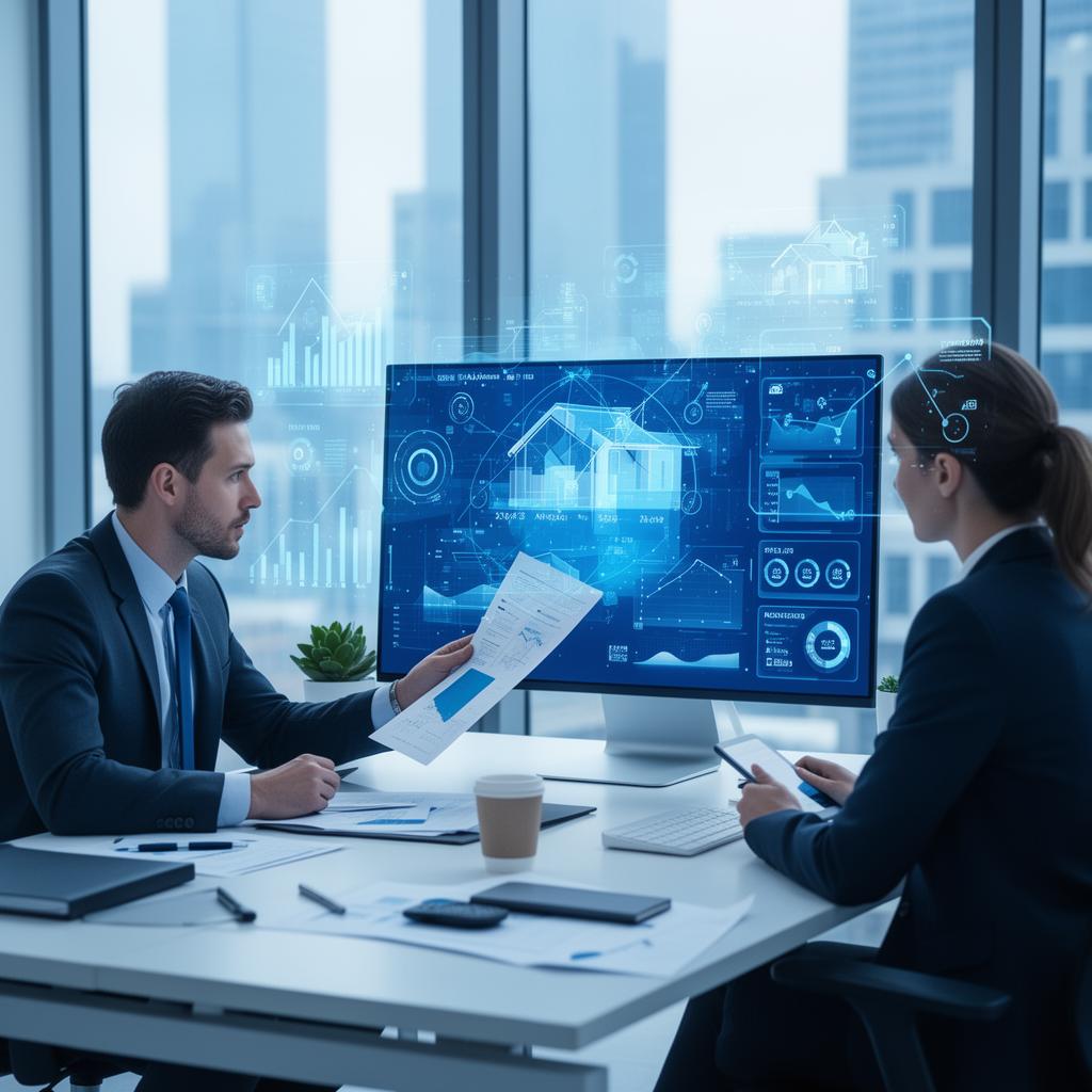 Realtor reviewing AI analytics dashboard for real estate